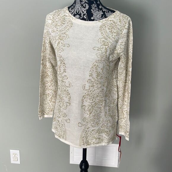 Ruby Rd Metallic Paisley Jacquard Sweater - Picture 2 of 4